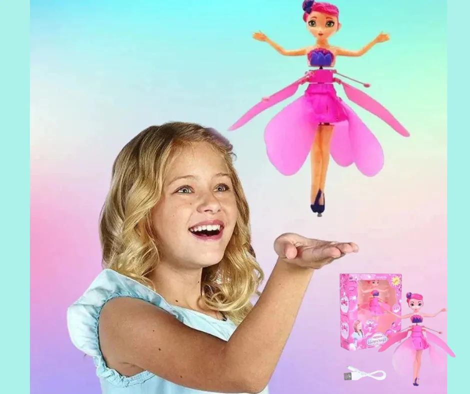 Muñeca hada voladora con control aéreo para niñas