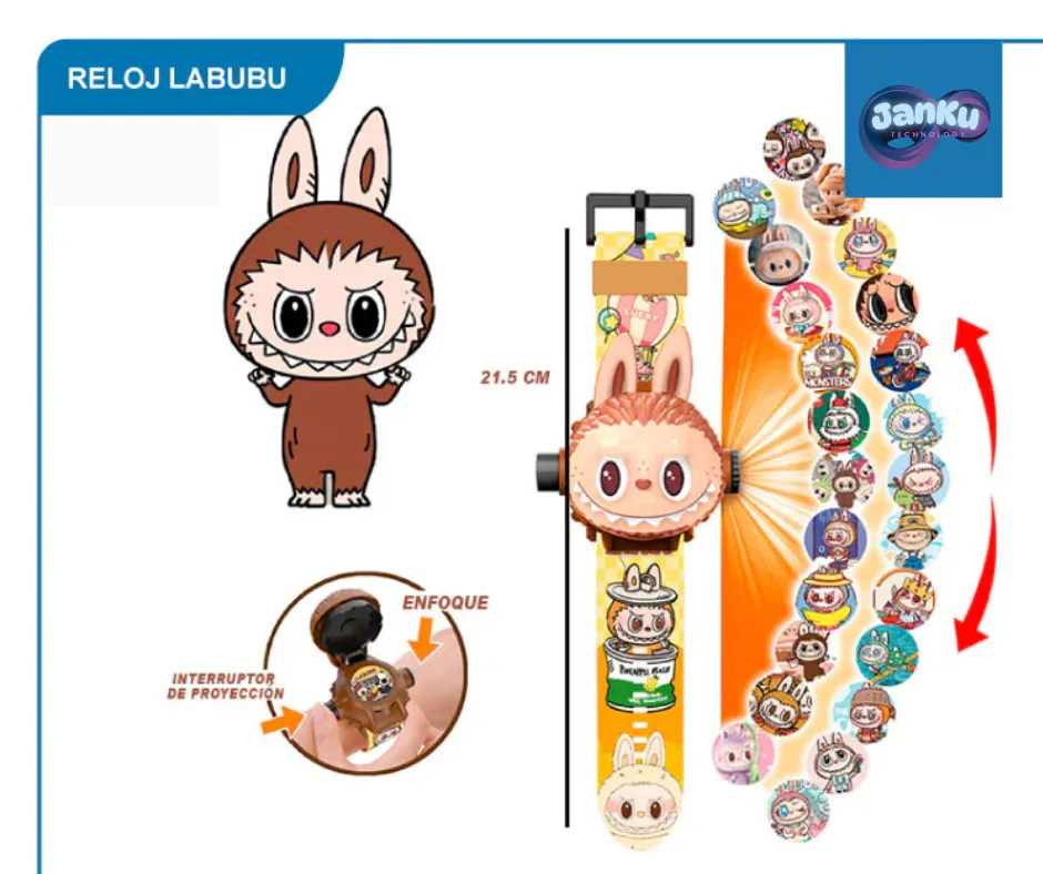 Reloj proyector Labubu para niños